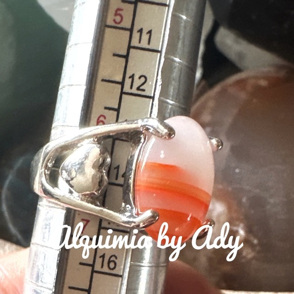 Silver and red crazy lace agate gem ring - Picture 3 of 3
